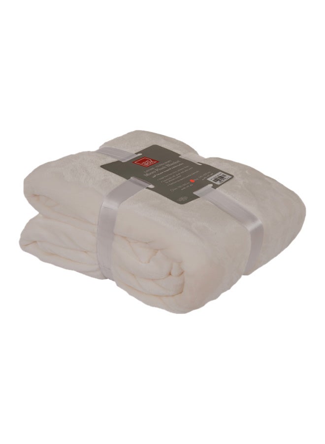 Home Box Lavish Mirco Flannel Blanket polyester Off White King  - Image 3