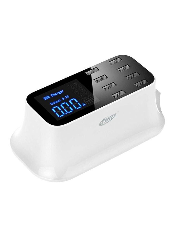 كروني محول موزع بعدد 8 منافذ USB مع شاشة عرض LED أبيض/ أسود