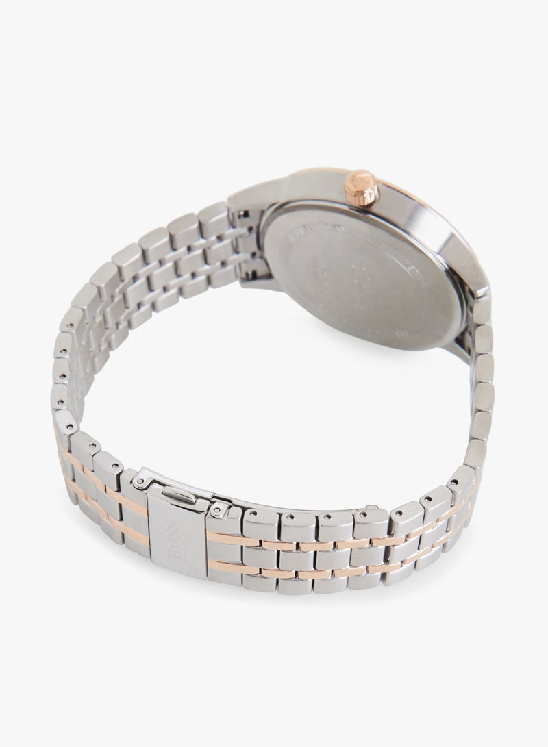 HUGO BOSS Men's Silver and Rose Gold Officer Analog Watch  - Image 2