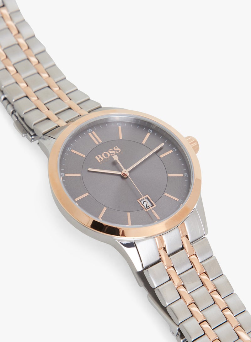 HUGO BOSS Men's Silver and Rose Gold Officer Analog Watch  - Image 3