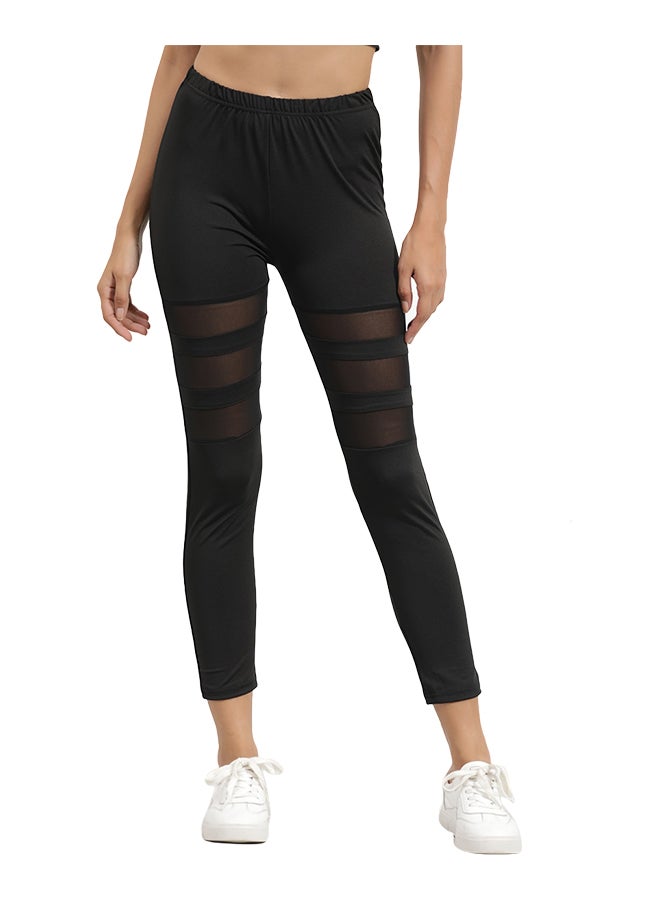 Elastic Slim High Waist Fashion Casual Cropped Leggings Black - Image 1