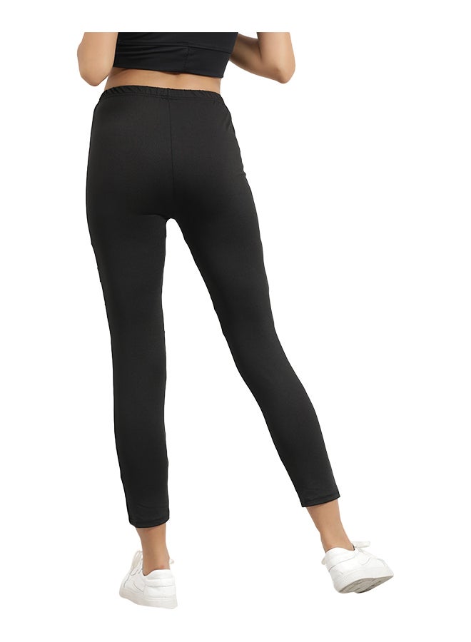 Elastic Slim High Waist Fashion Casual Cropped Leggings Black - Image 3
