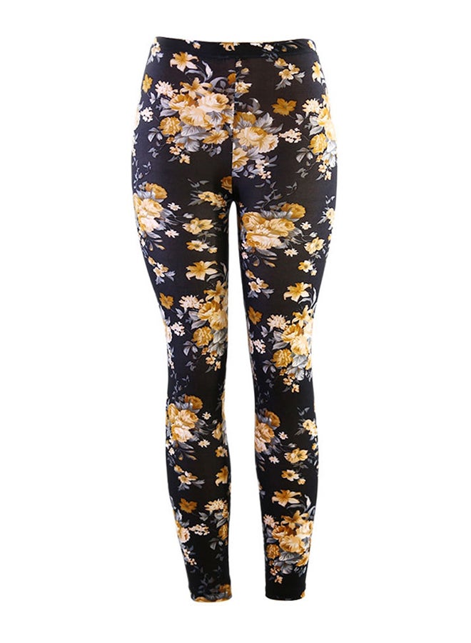 Fashion Floral Pattern High Waist Elastic Leggings Multicolor  - Image 1
