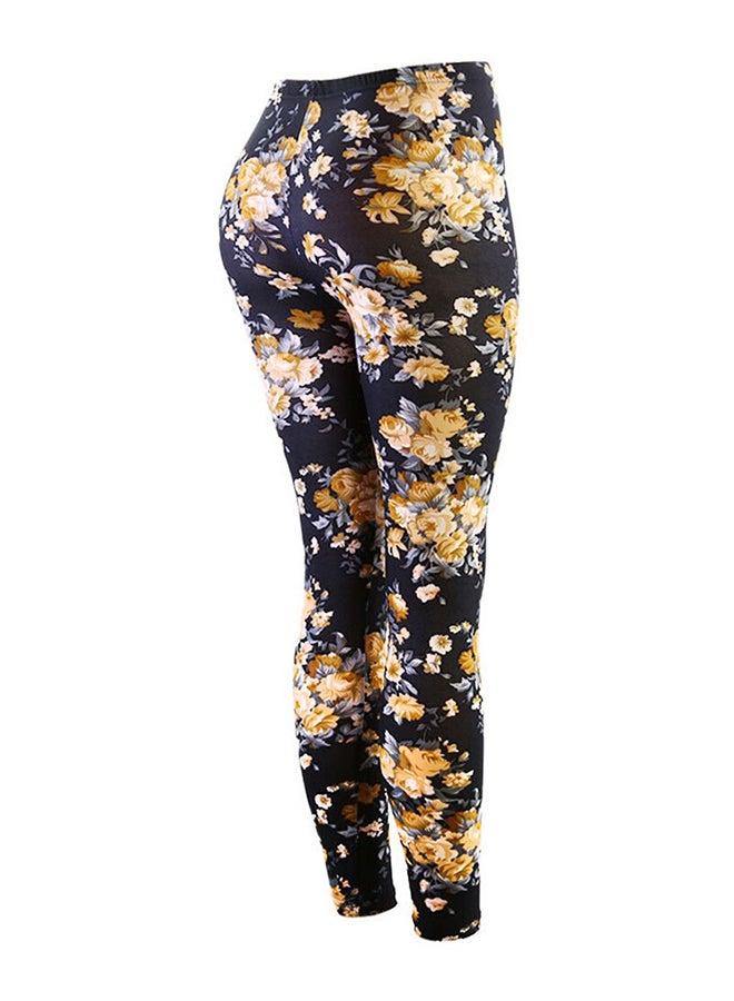 Fashion Floral Pattern High Waist Elastic Leggings Multicolor  - Image 3