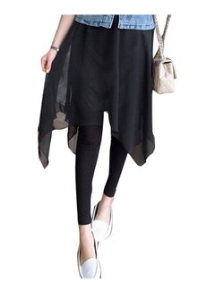 Generic 2-Piece Solid Fake Asymmetrical Skirt Legging Set Black  - Image 1
