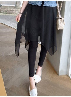 Generic 2-Piece Solid Fake Asymmetrical Skirt Legging Set Black  - Image 3