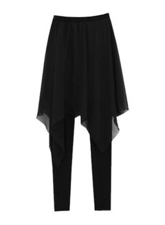 Generic 2-Piece Solid Fake Asymmetrical Skirt Legging Set Black  - Image 2