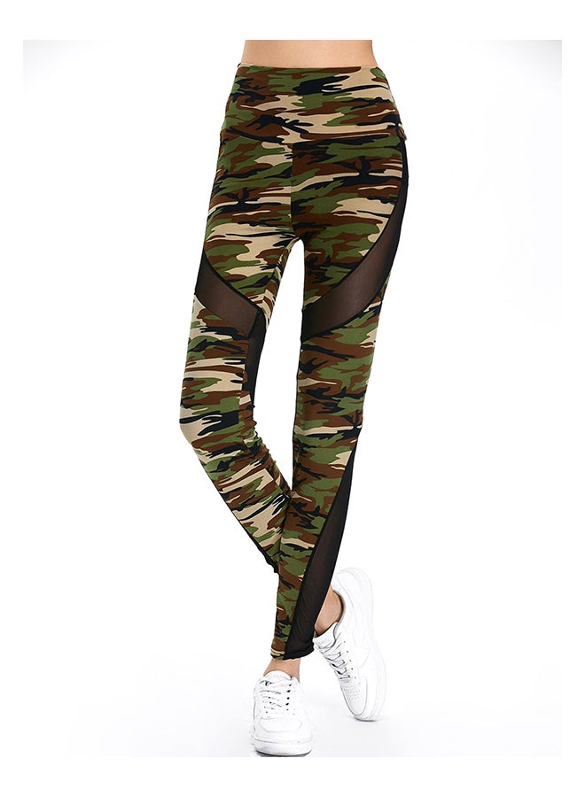 Generic Elastic High Waist Gauze Patchwork Slim Camouflage Leggings Multicolor  - Image 2