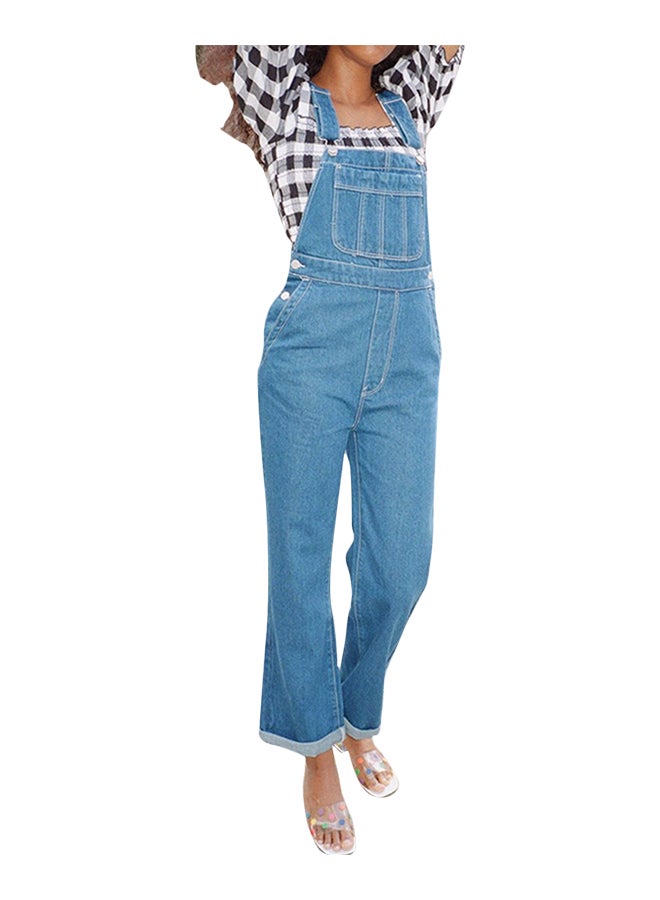 Leisure Loose Suspender Jumpsuit Blue  - Image 1
