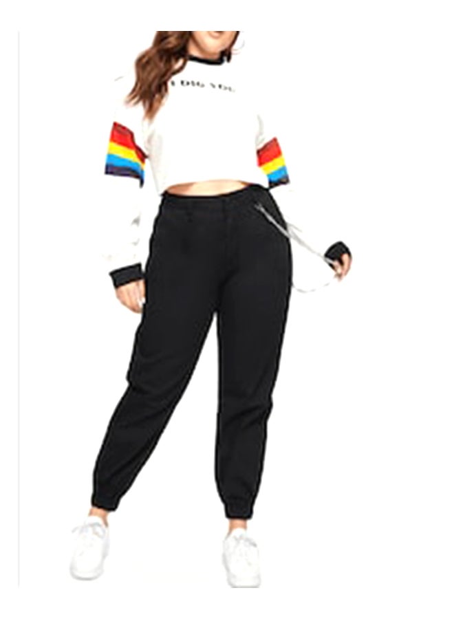 Cropped Pants Solid Pocket Fashion Pants Black - Image 1