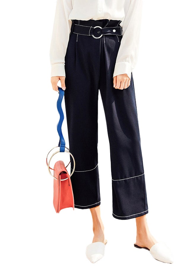 High Waist Straight Cropped Pants Blue - Image 1