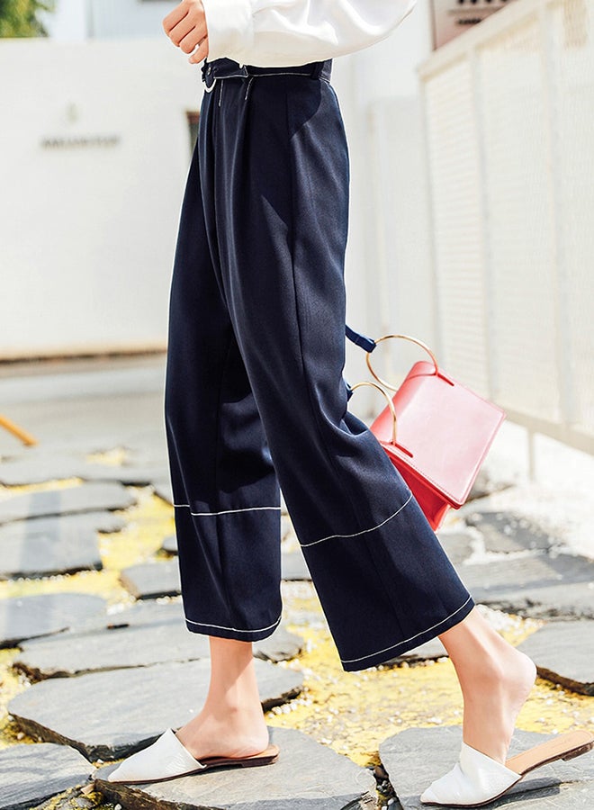 High Waist Straight Cropped Pants Blue - Image 3