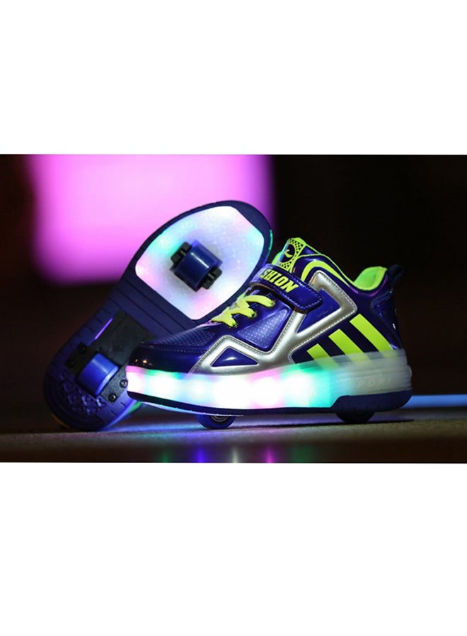 كول بيبي حذاء تزلج بخطاف وحلقة إضاءة LED مع عجلات أزرق / أخضر  - Image 3