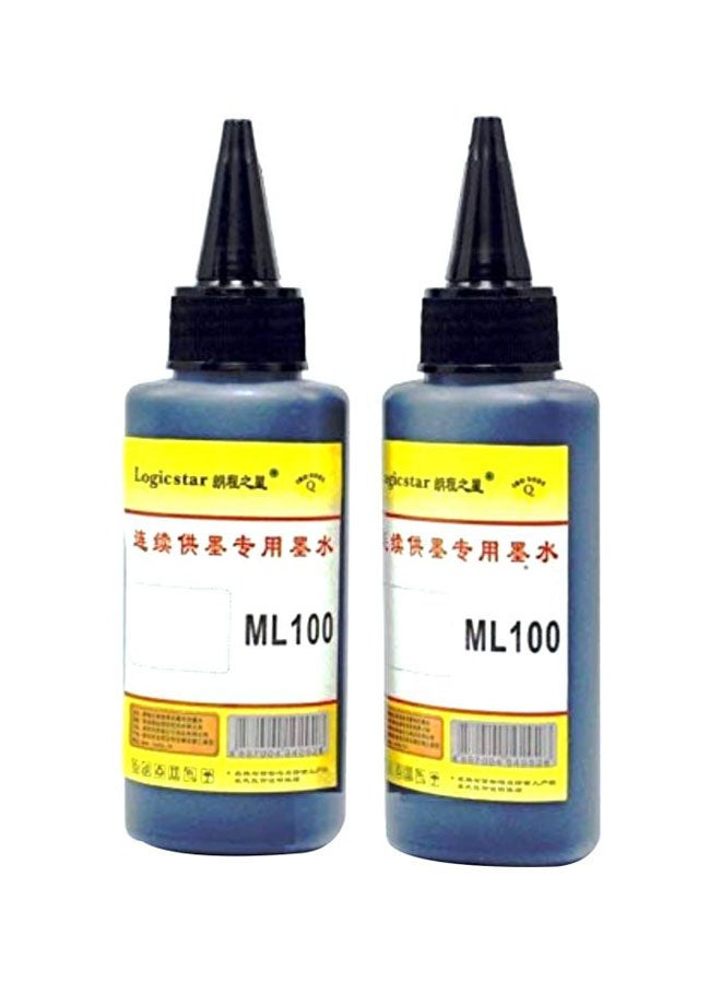 2-Piece Cartridge Refill Ink For All Printer 100ml Black 