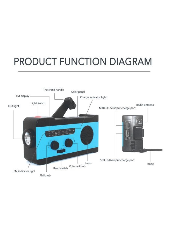 Generic Solar Charging Power Bank FM Radio 3V665 Blue  - Image 2