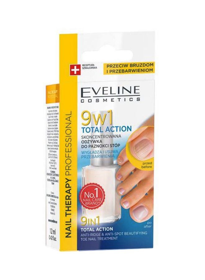 Eveline 9-In-1 Total Action Anti Ridge And Anti Spot Beautifying Toe Nail Treatment yellow 12ml 