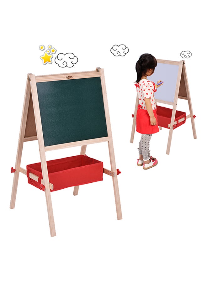 Dual-Side Drawing Board With Storage Box Brown/Black/White