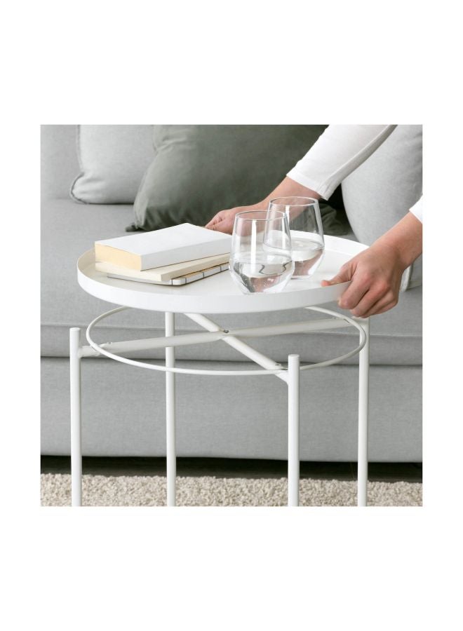 ZENHOME - Round Steel Table White 45x53x45cm - Image 1
