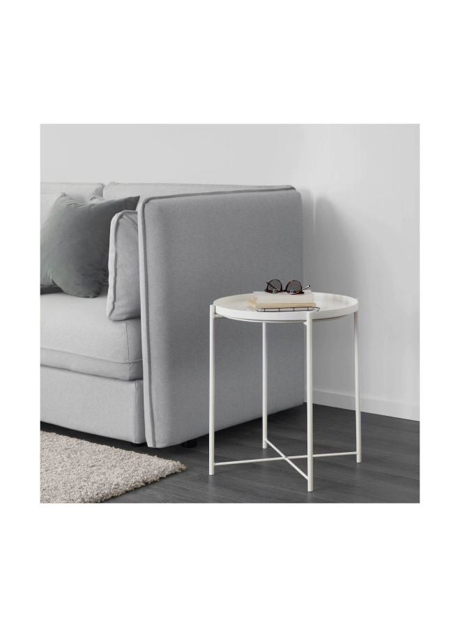 ZENHOME - Round Steel Table White 45x53x45cm - Image 1