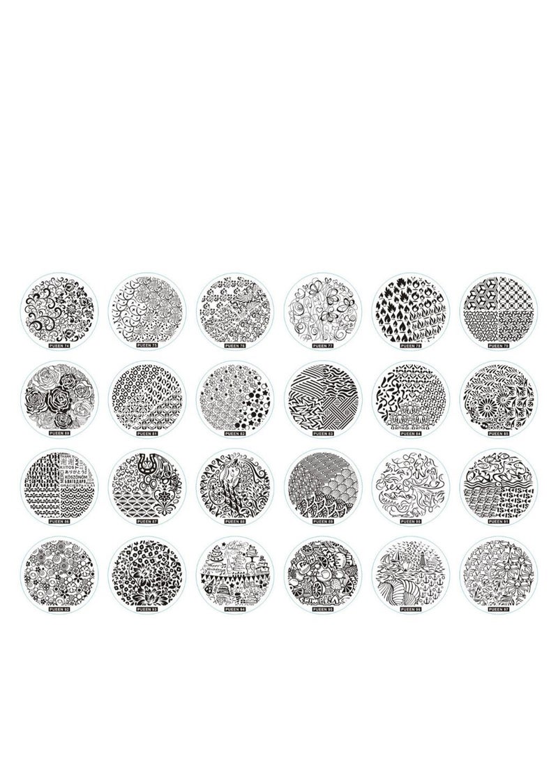 PUEEN 24-Piece Nail Art Stamping Plate Set Black/White  - Image 2