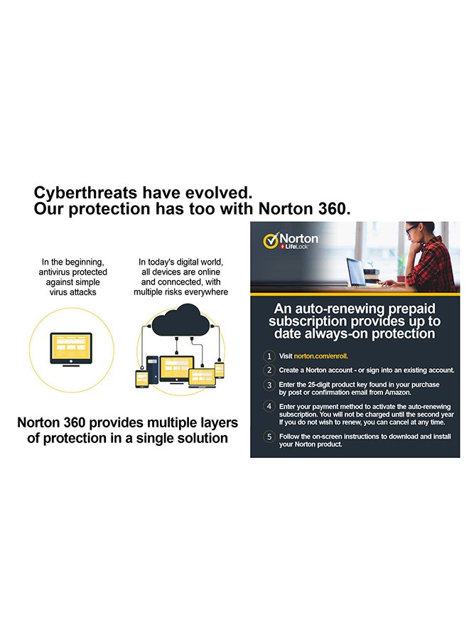 Norton - 360 Deluxe Internet Security, Antivirus And VPN - 3 Device Yellow - Image 1