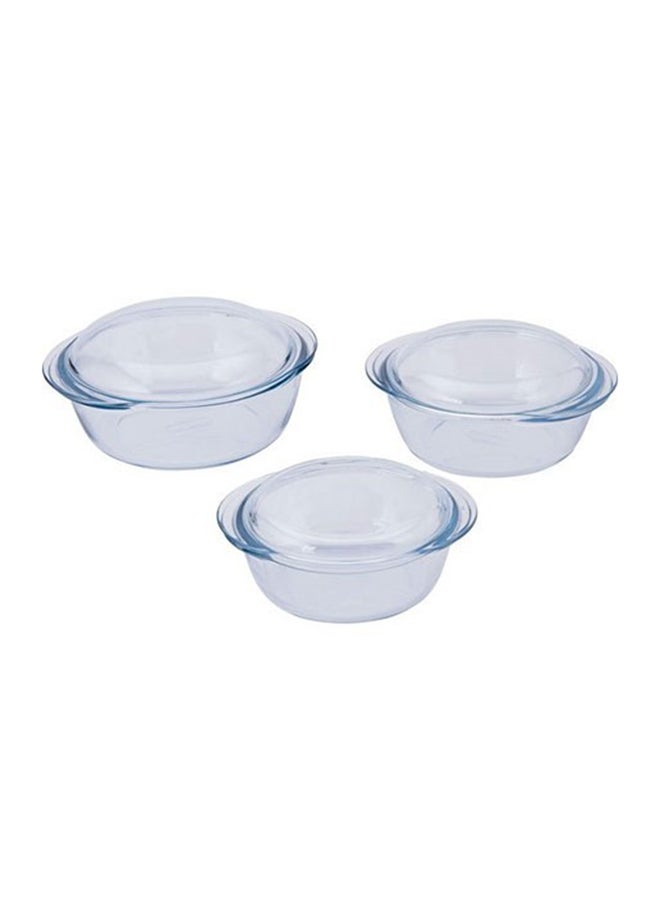 PYREX Set Of 3 Glass Casseroles With Glass Lid Clear Casseroles With Glass Lid 1x1.4, Casseroles With Glass Lid 1x2.1, Casseroles With Glass Lid 1x3.2Liters - Image 1