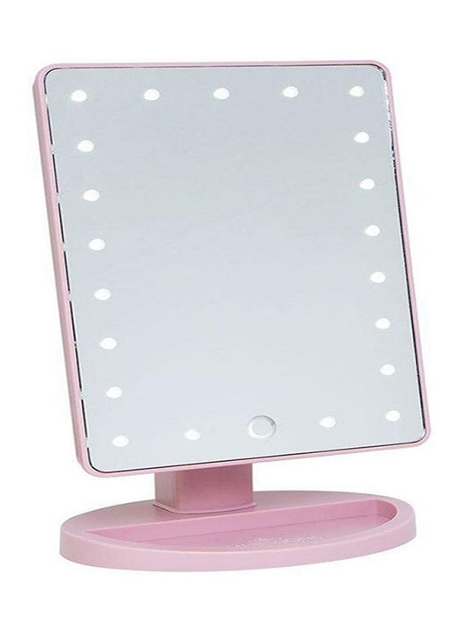 Generic Adjustable LED Touch Screen Makeup Mirror Pink 22x16cm 