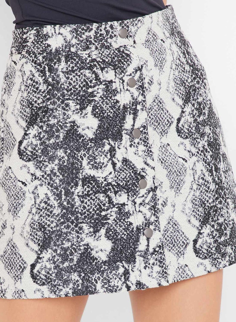 ONLY - Snake Print Mini Skirt Off-White - Image 1
