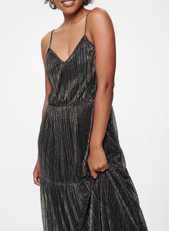 ONLY Shimmer Tiered Maxi Strap Dress Silver  - Image 4