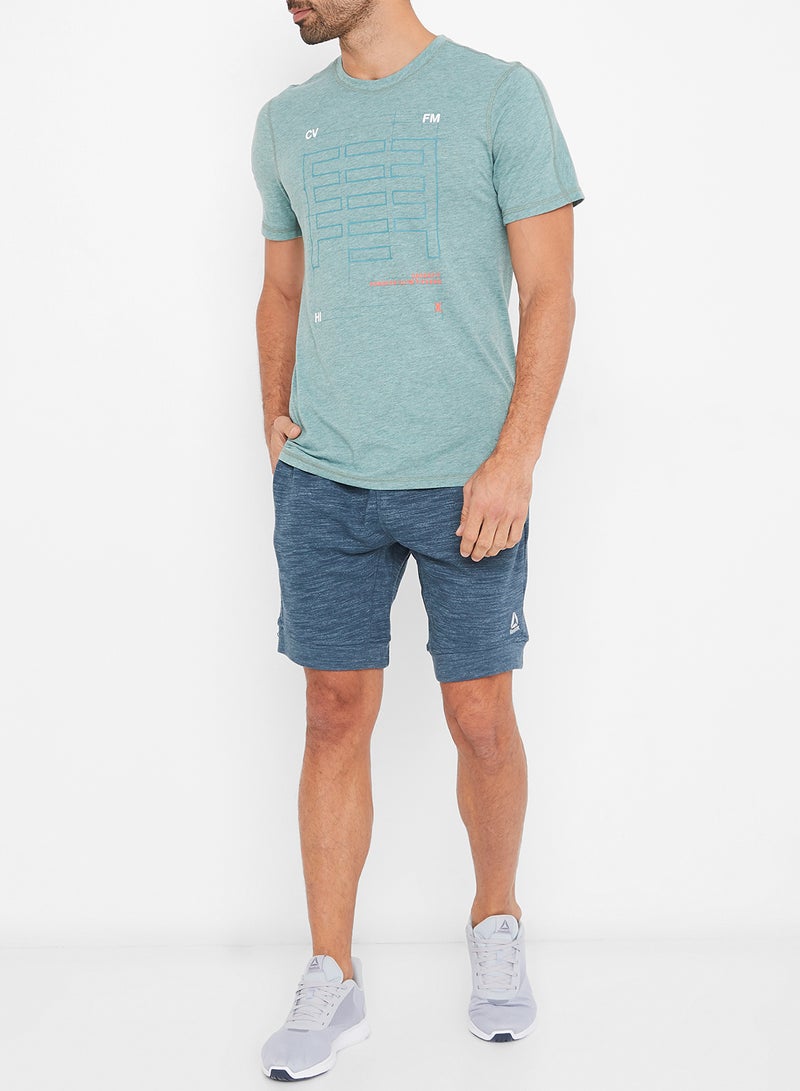 Reebok Training Essentials Marble Group Shorts Blue  - Image 2