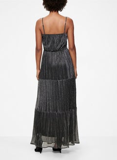 ONLY Shimmer Tiered Maxi Strap Dress Silver  - Image 3