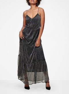 ONLY Shimmer Tiered Maxi Strap Dress Silver  - Image 2