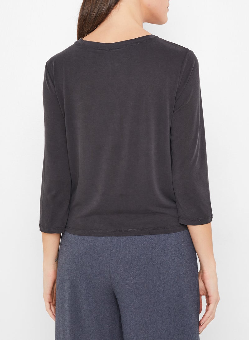 ONLY Twisted Knot Long Sleeve T-Shirt Black  - Image 3