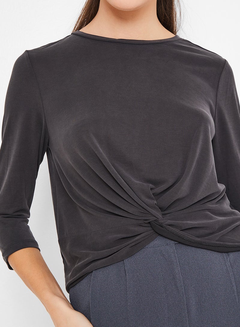 ONLY Twisted Knot Long Sleeve T-Shirt Black  - Image 4