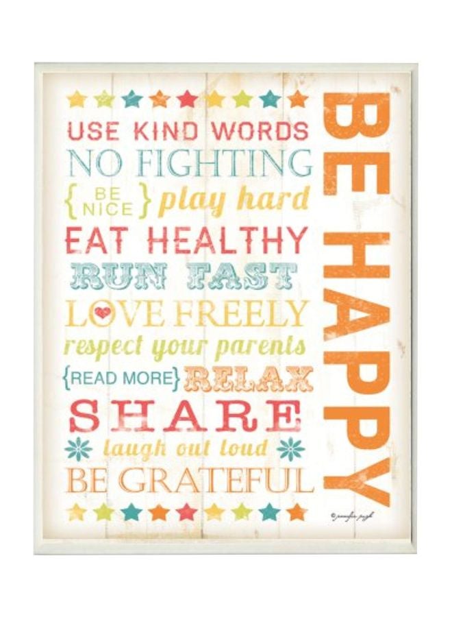 The Kids Room by Stupell Be Happy Typography Canvas Wall Art Beige/Orange/Yellow 10x15x0.5inch  - Image 1