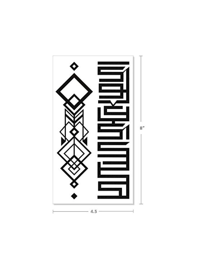 جري مجموعة أوراق ملصقات تاتو مؤقت من 8 قطع أسود - Image 2