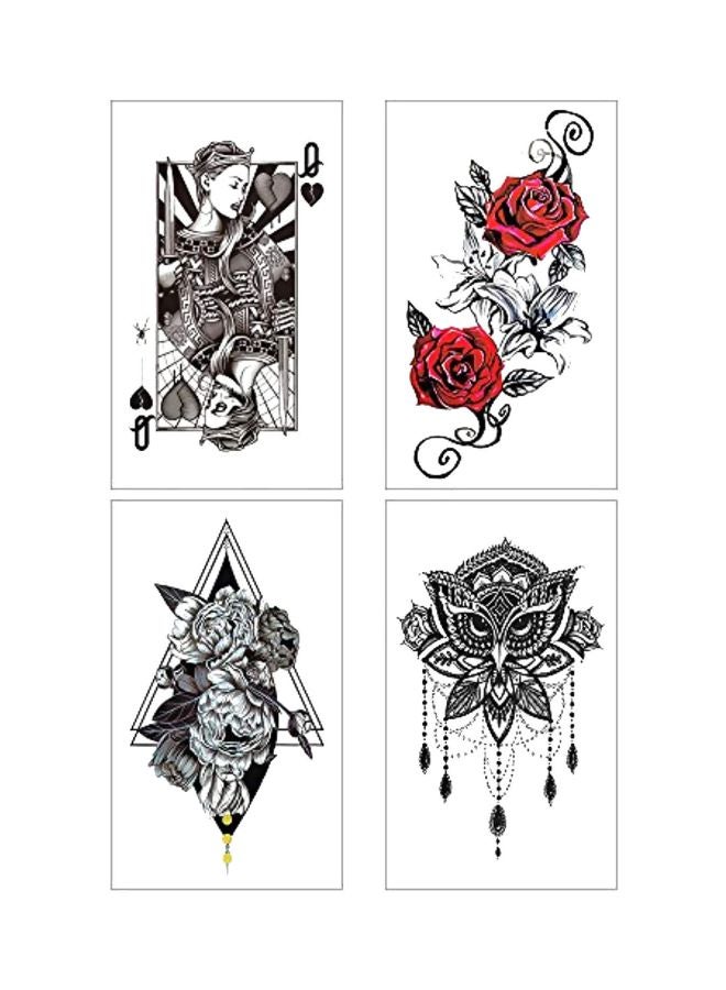 جري مجموعة أوراق ملصقات تاتو مؤقت من 8 قطع أسود - Image 1