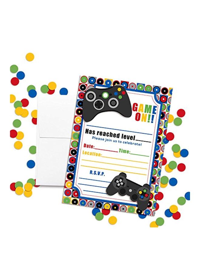 Amanda Creation 20-Piece Video Gamer Birthday Party Fill In Invitation Card Set  - Image 2