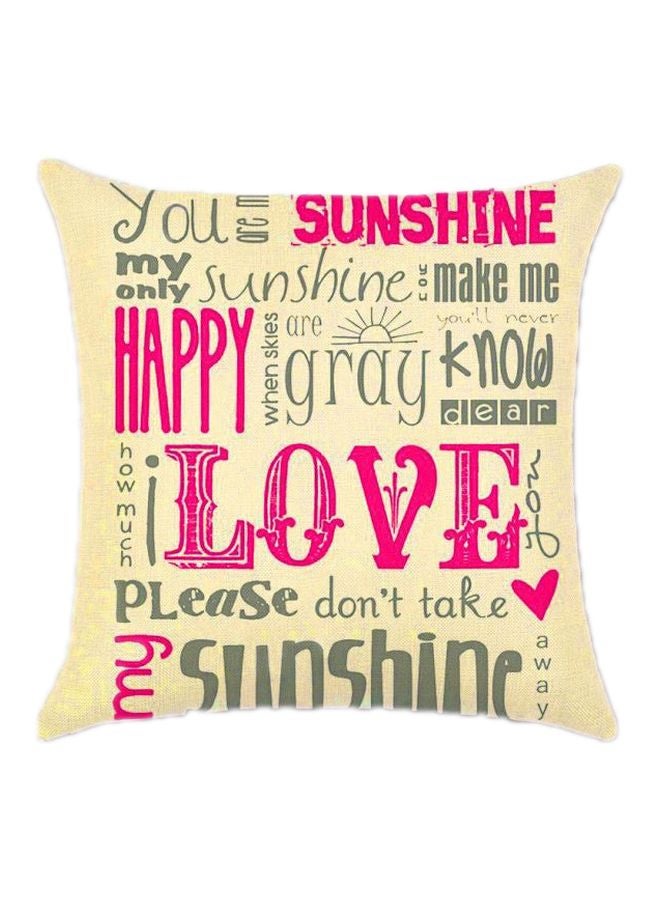 غطاء وسادة زينة بتصميم مطبوع برسومات وعبارة "You Are My Sunshine" linen بيج / وردي 45سم
