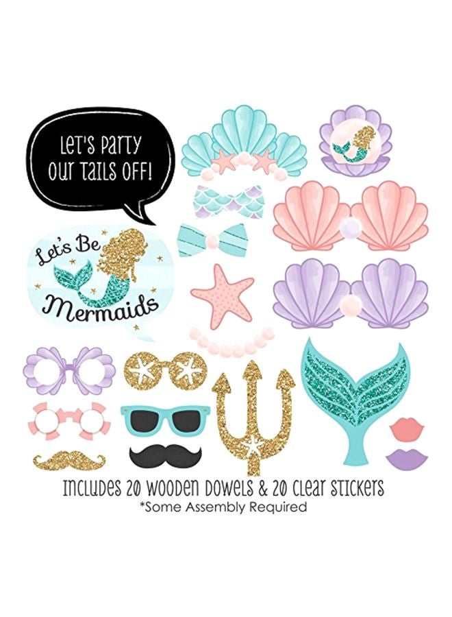 Big Dot of Happiness Pack Of 40 Let's Be Mermaids Party Photo Booth Props Kit  - Image 2