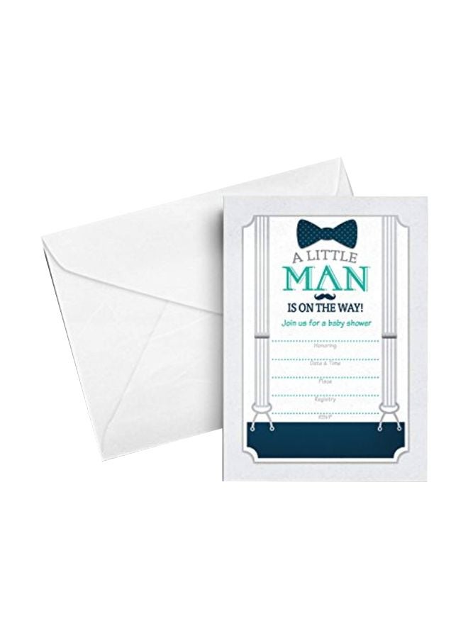 Printed Party Pack Of 25 A Little Man Themed Baby Shower Invitation Card - Image 1