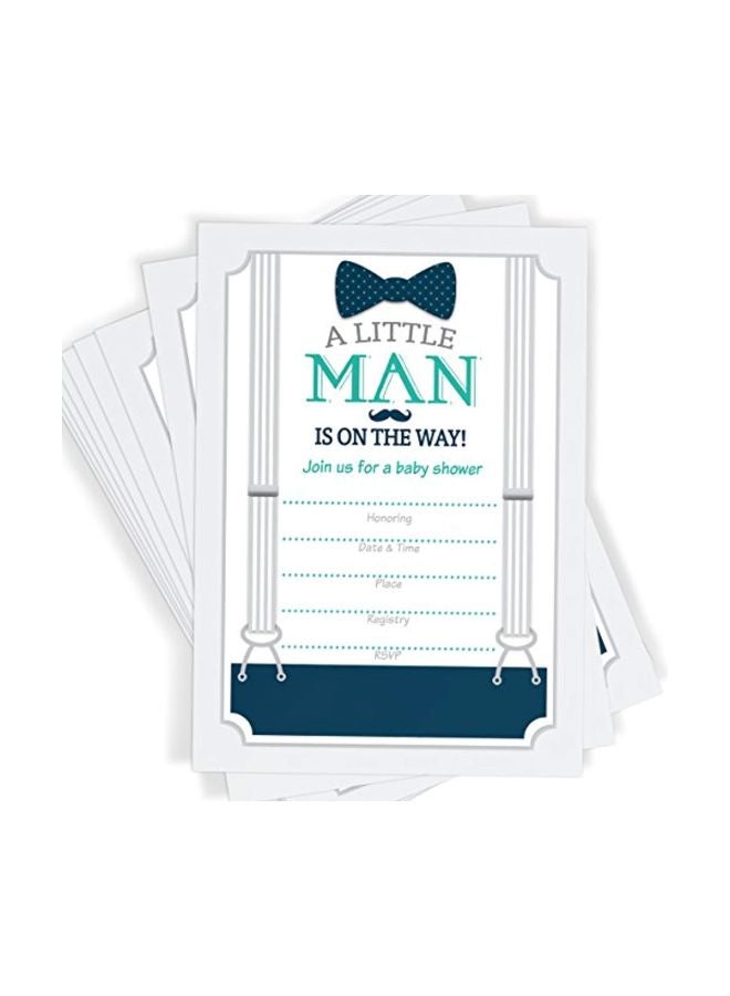 Printed Party Pack Of 25 A Little Man Themed Baby Shower Invitation Card - Image 4