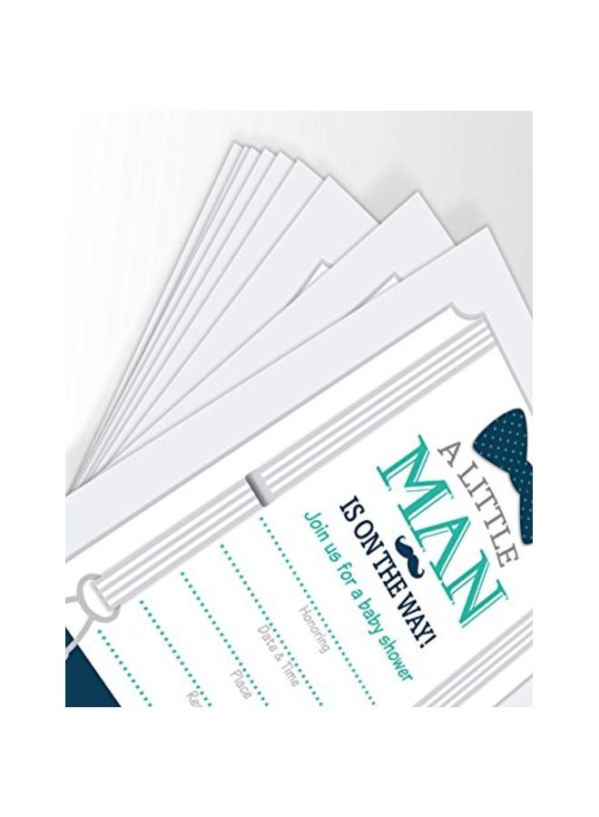 Printed Party Pack Of 25 A Little Man Themed Baby Shower Invitation Card - Image 3
