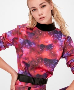 trendyol Front Buckle Detailed High Neck Cropped Sweatshirt Pink/Purple/Black  - Image 2