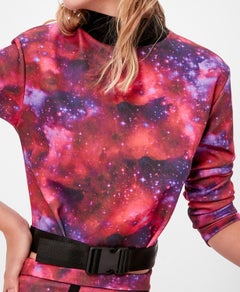 trendyol Front Buckle Detailed High Neck Cropped Sweatshirt Pink/Purple/Black  - Image 4