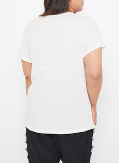 Vero Moda Curve Front Print Short Sleeve T-Shirt White  - Image 3