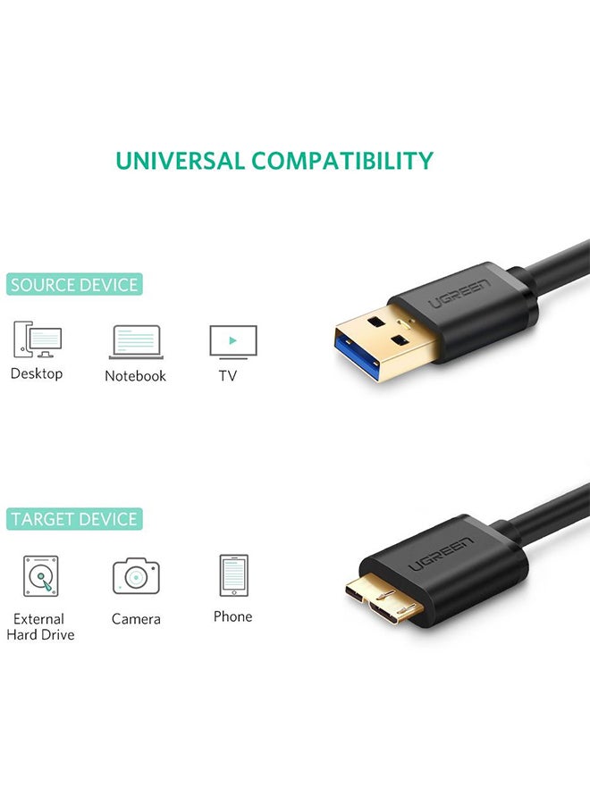 Ugreen Micro USB 3.0 Type-A Male To Micro-B Cord Black  - Image 2