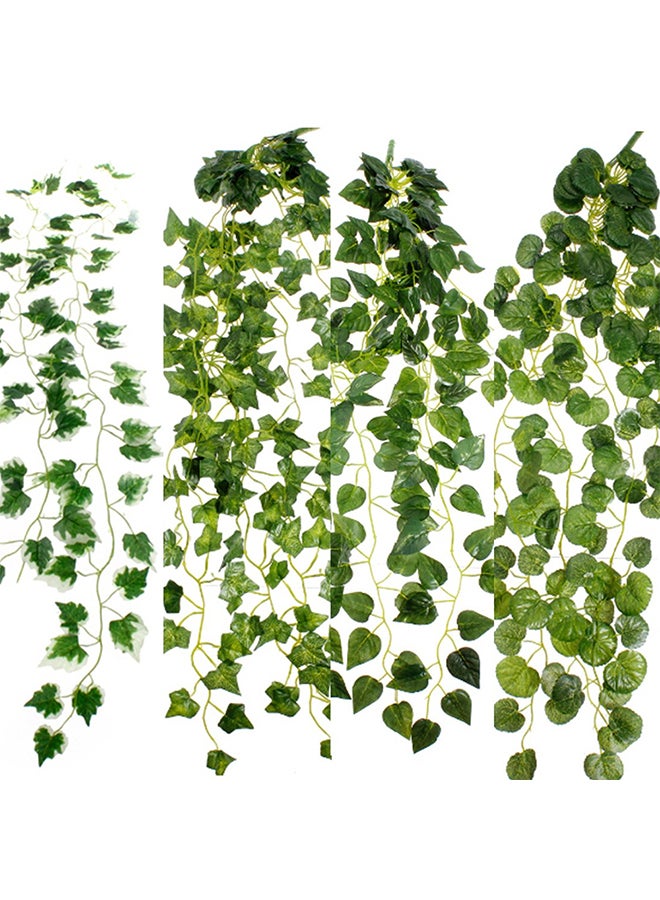 ماستون زينة معلقة بتصميم أوراق لبلاب صناعية من 12 قطعة أخضر - Image 1