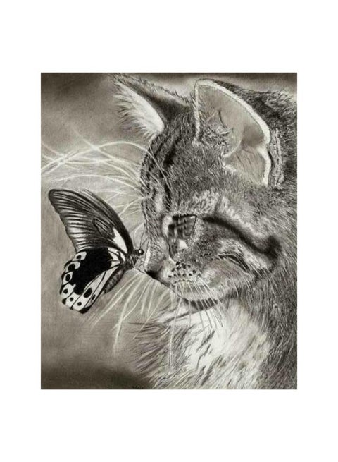 DIY Cat Theme Diamond Painting For Wall Decoration Black/Grey 40 x 30cm