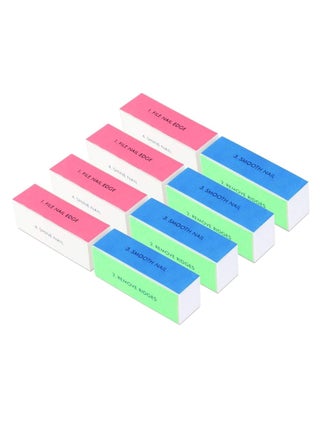 10-Piece 4-Way Nail Files Sanding Block Set Multicolour - v1574388969/N32179891A_1